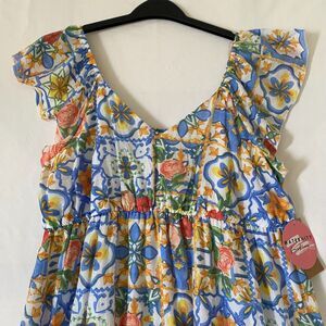NWT Just Found Floral Dress Maternity‎ Cap Sleeves Ruffle Hem V-Neck Size XL